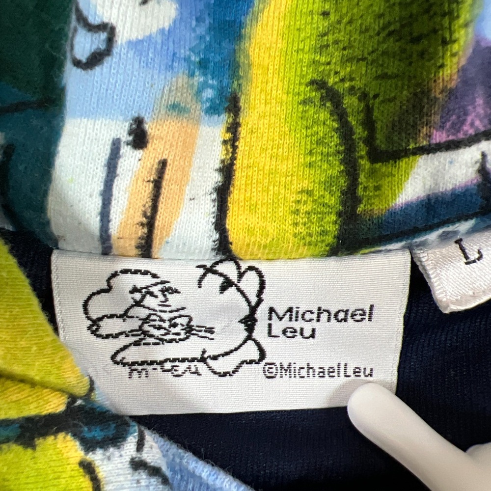 Michael Leu Full Zip Jacket Womens Large Multicolor Artistic Watercolor Print - Picture 9 of 11